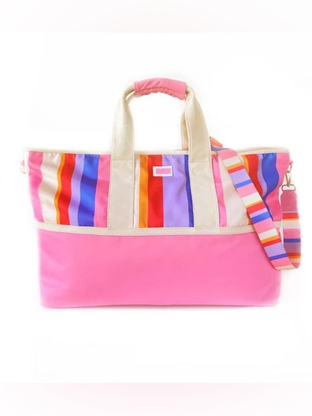 Packed Party Weekend Jam Duffel Bag Pink Rainbow Strap Personal Item Carry On